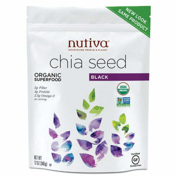 Nutiva Superfood Organic Raw Black Chia Seed Biologisch Chiazaad OZ g