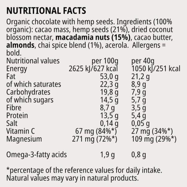 nucao nutritional facts macademia chai