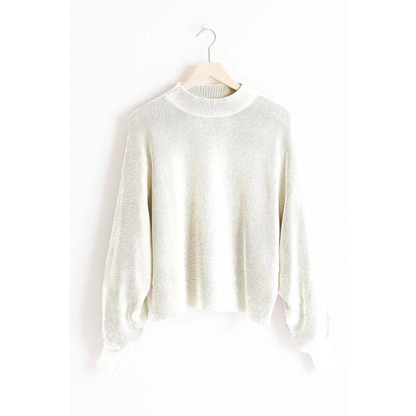 Hoodlamb Dames Sweater Biologisch Mock Collar Cream