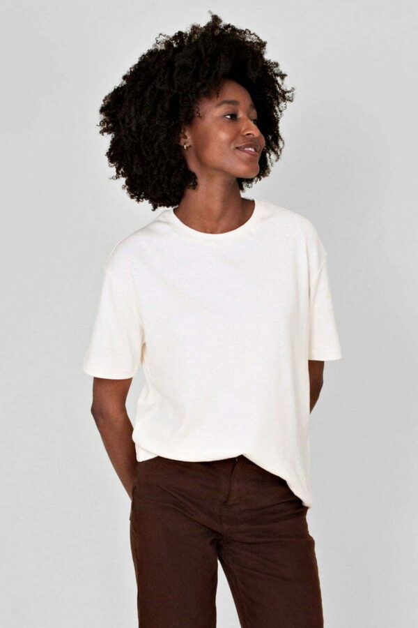 organic boyfriend ladies shirt hemp organic cotton tee cream women