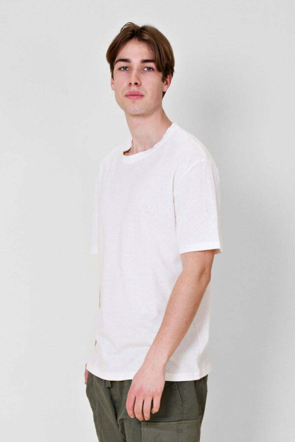 hennep tshirt wit bio heren hemp organic cotton tee white men Studio Ten Kate