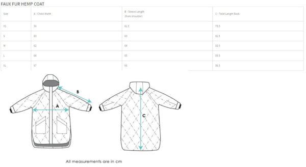 Size Chart Faux Fur Hemp Coat Studio Ten Kate